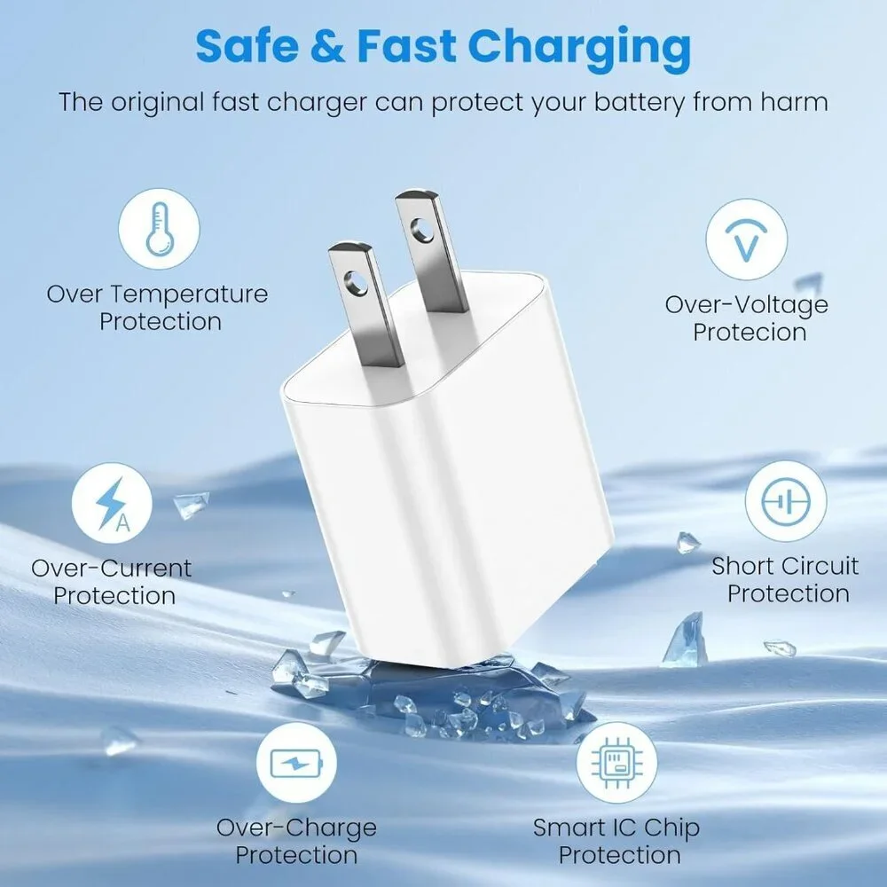 iPhone 17 16 15 Charger Fast Charging,3-Pack 20W Apple USB C Charger Block with